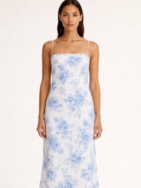 Womens Strapless Blue Floral Maxi Dress Convertible Halter Criss Cross Back